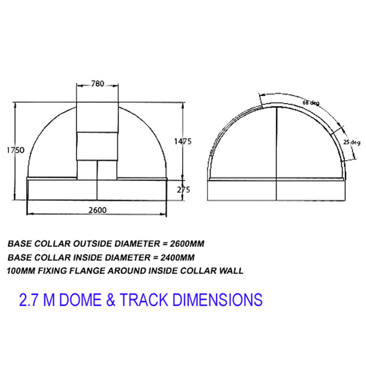 2.7m short height observatory dome (flat roof installation)