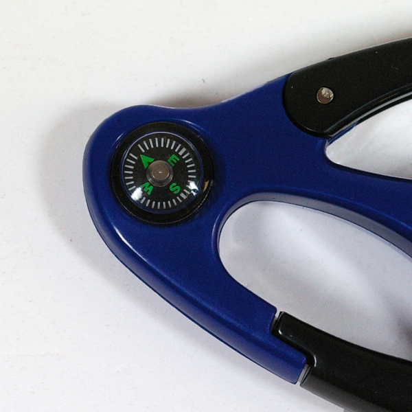 Clip-on red LED torch and mini compass