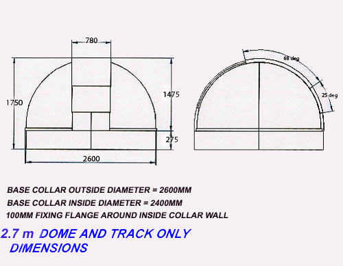 2.7m short height observatory dome (flat roof installation)